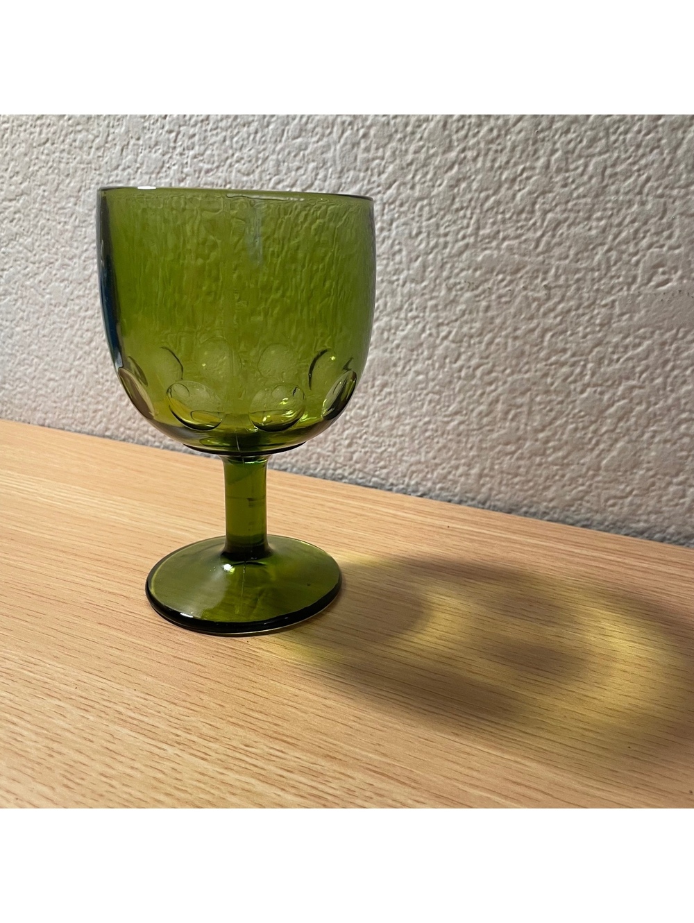 Vintage 1970s Bartlett Collins Thumbprint Avocado Green Goblet